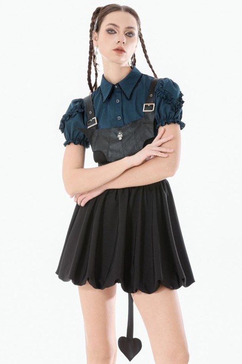 Gothic Academy Teal Blouse - Dark in Love