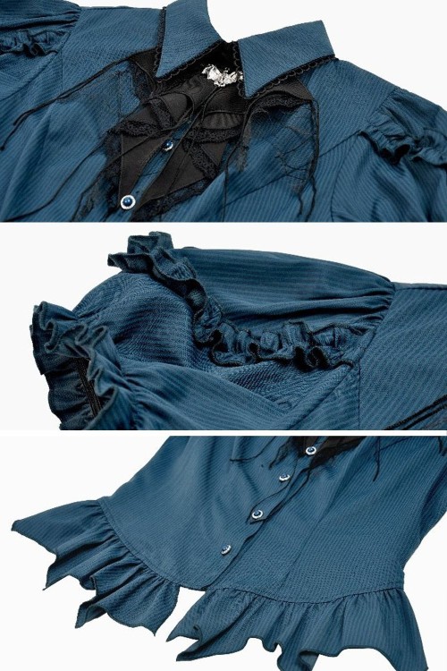 Gothic Academy Teal Blouse - Dark in Love