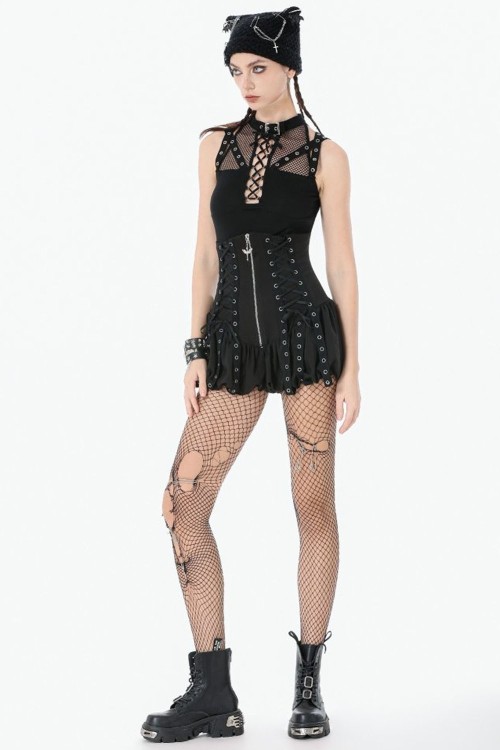 Short de Cintura Alta Punk Corset - Dark in Love