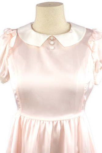 [Second Hand] Pink Satin Peter Pan Collar Ryousangata Dress - Ank Rouge 2