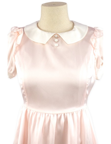 [Second Hand] Pink Satin Peter Pan Collar Ryousangata Dress - Ank Rouge