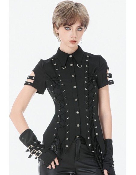 Camisa Ruptured Lace Up - Dark in Love