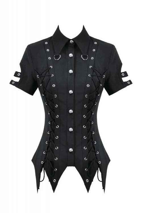 Camisa Ruptured Lace Up - Dark in Love