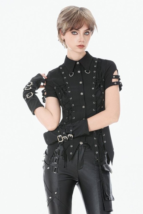 Camisa Ruptured Lace Up - Dark in Love