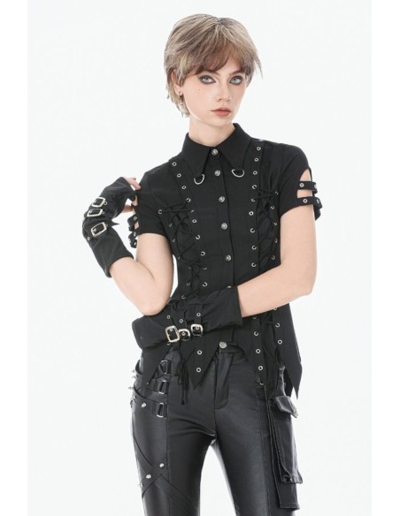 Ruptured Lace Up Shirt - Dark in Love