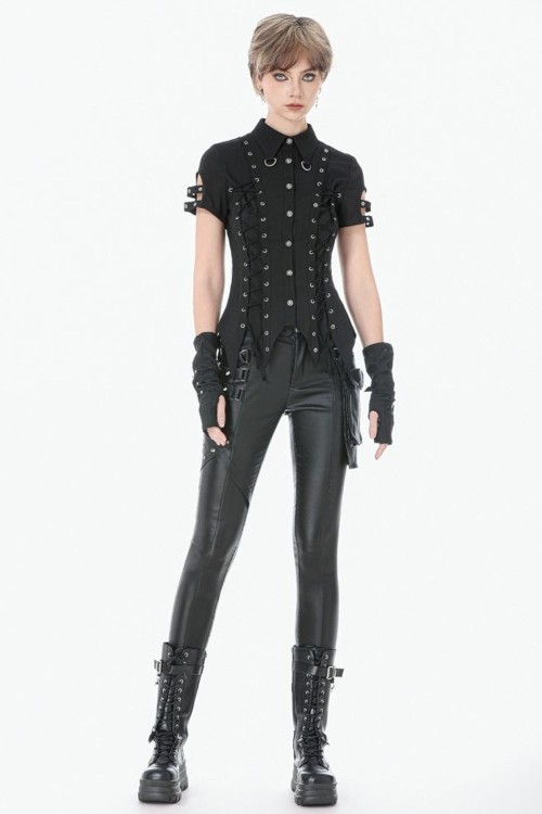 Camisa Ruptured Lace Up - Dark in Love