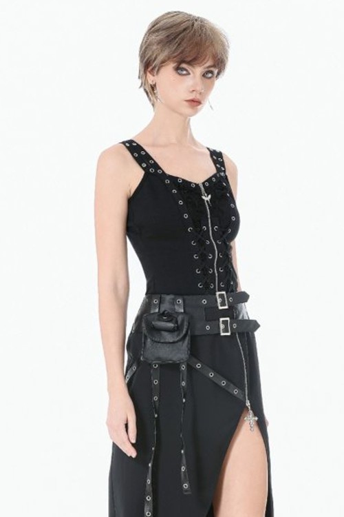 Top Punk Metal Lace Up - Dark in Love