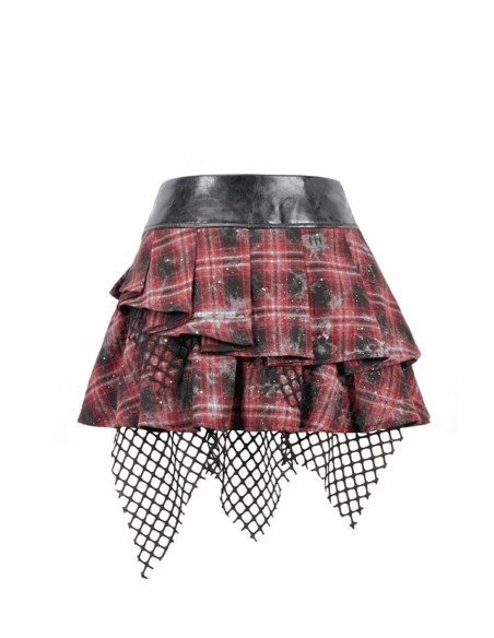 Distress Punk Plaid Skirt - Dark in Love