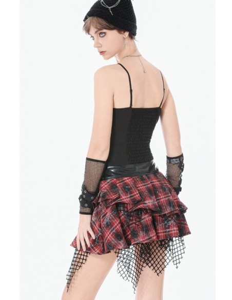 Distress Punk Plaid Skirt - Dark in Love