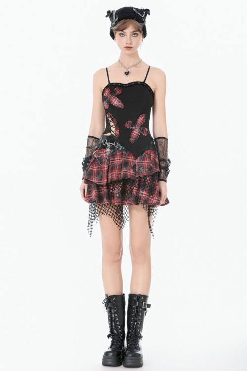 Falda Distress Punk Plaid - Dark in Love