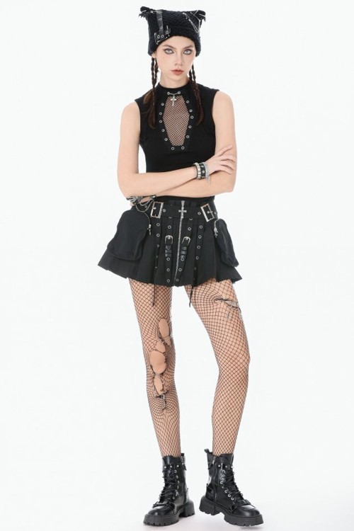 Metal Tactical Punk Skirt - Dark in Love