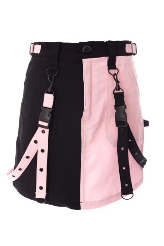 Veil and Void Mini Skirt Black x Pink - Chemical Black