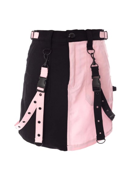 Mini Falda Veil and Void Negro x Rosa - Chemical Black