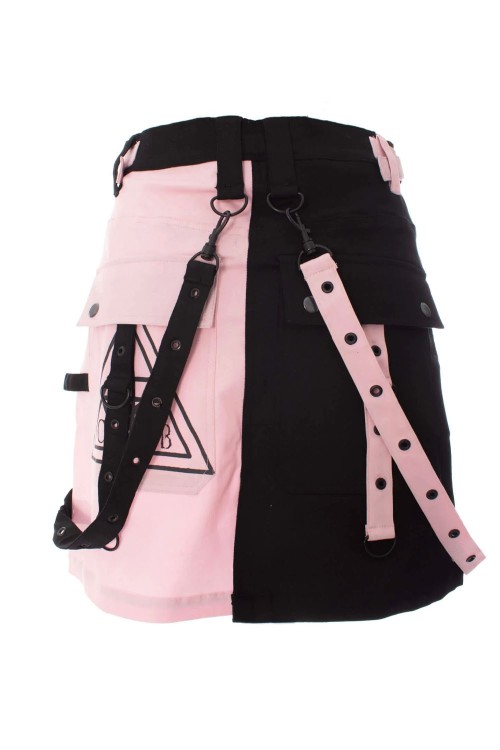Veil and Void Mini Skirt Black x Pink - Chemical Black