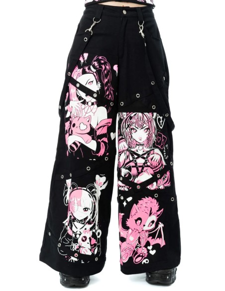 Pantalón Oversized Dollhouse Detention en Negro x Rosa - Cupcake Cult