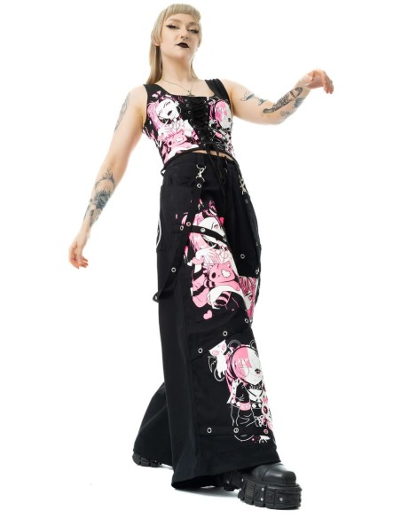 Pantalón Oversized Dollhouse Detention en Negro x Rosa - Cupcake Cult