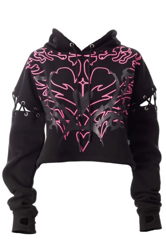 Sudadera Thornchant Negro x Fucsia - Heartless