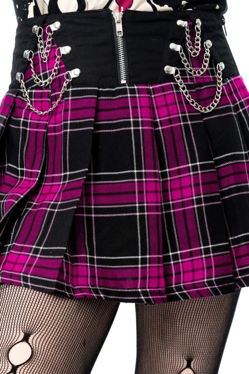 Nixie Fuchsia Tartan Skirt - Heartless
