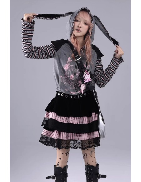 Sudadera con Capucha Punk Bunny Gris - Evil Tooth