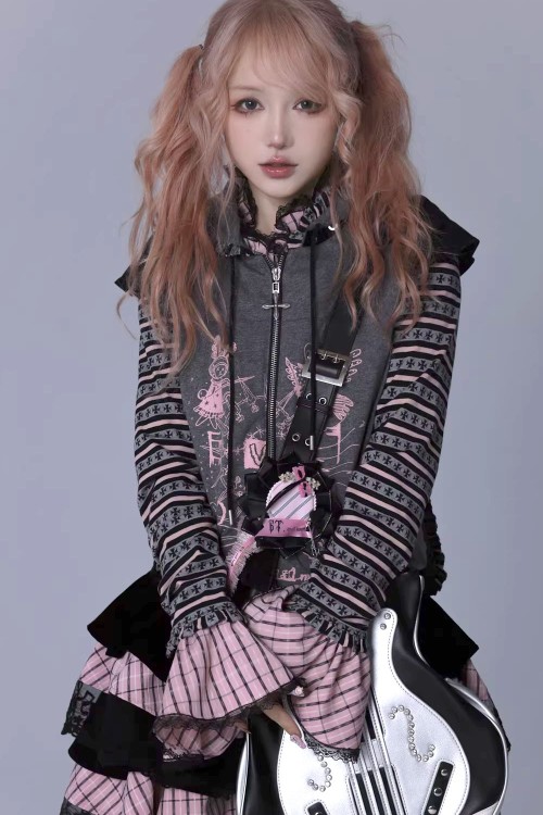 Sudadera con Capucha Punk Bunny Gris - Evil Tooth