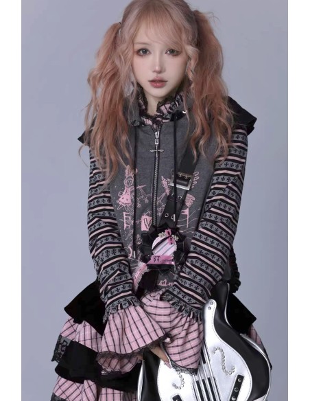 Sudadera con Capucha Punk Bunny Gris - Evil Tooth