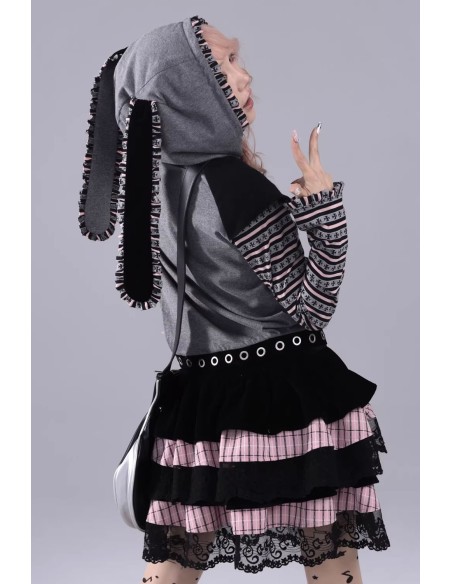 Hoodie Grey Punk Bunny - Evil Tooth