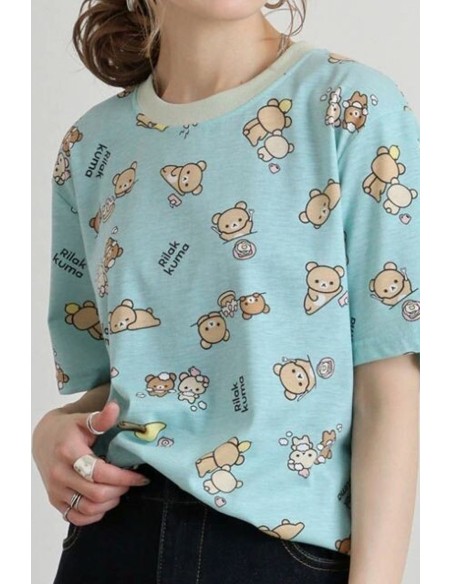 Camiseta Rilakkuma Pattern en Menta
