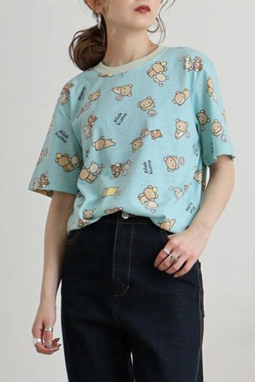 Camiseta Rilakkuma Pattern en Menta