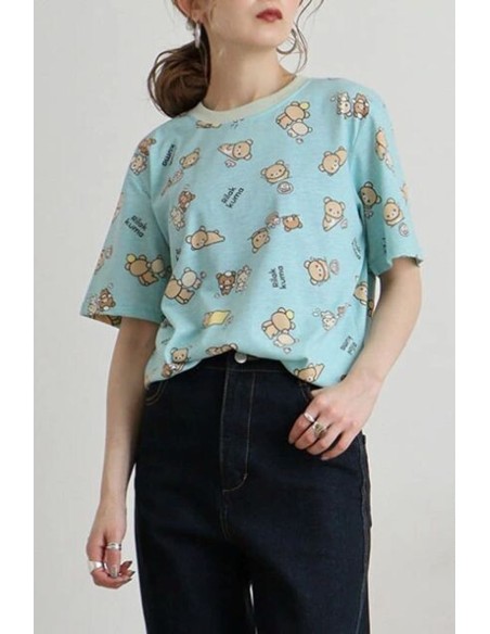 Camiseta Rilakkuma Pattern en Menta