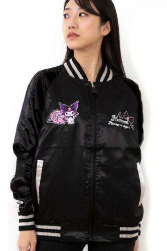 Chaqueta Bomber Sukajan Bordada Kuromi Butterflies - Negro 2