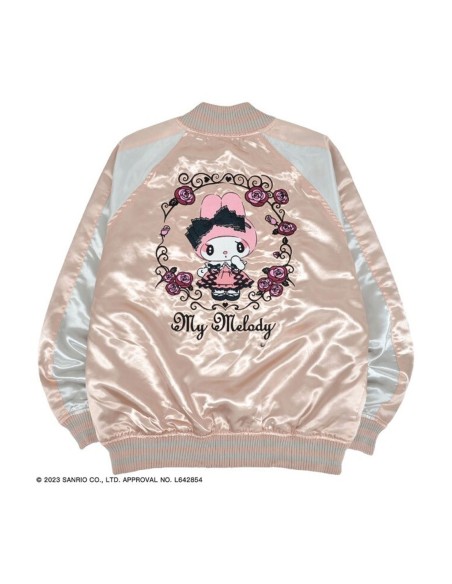 Chaqueta Bomber Sukajan Bordada My Melody Rose Jirai - Rosa x Plata