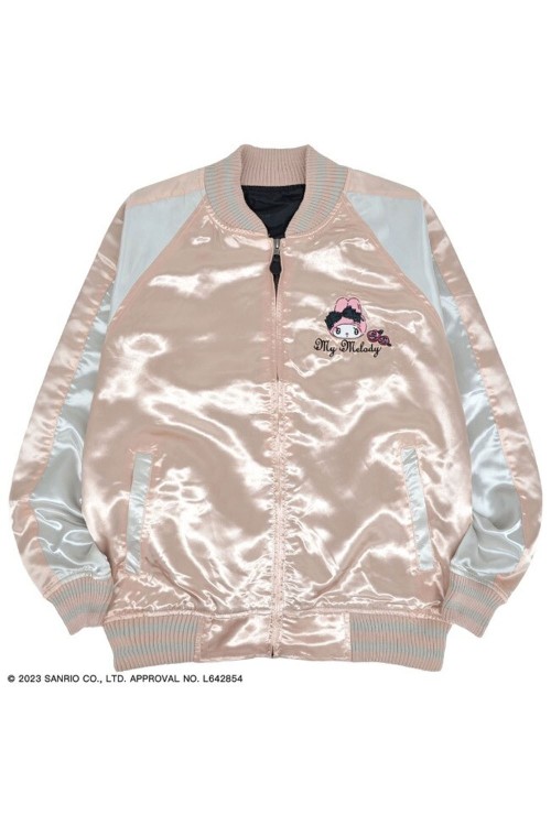 Chaqueta Bomber Sukajan Bordada My Melody Rose Jirai - Rosa x Plata