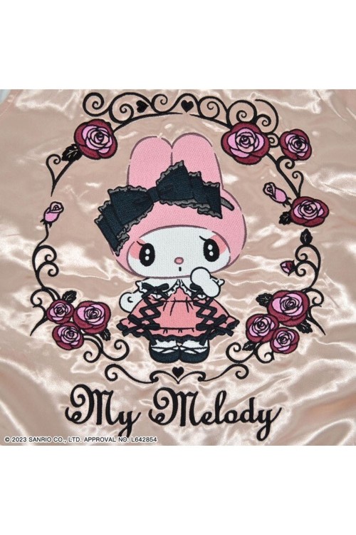 Chaqueta Bomber Sukajan Bordada My Melody Rose Jirai - Rosa x Plata