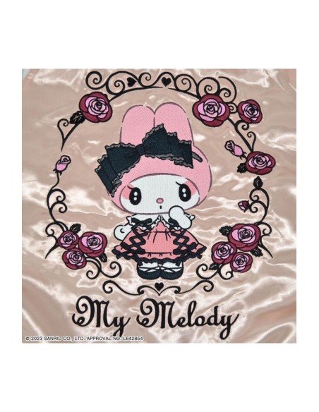 My Melody Rose Jirai Embroidered Sukajan Bomber Jacket - Pink x Silver