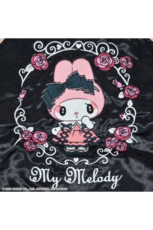 Chaqueta Bomber Sukajan Bordada My Melody Rose Jirai - Negro x Rosa