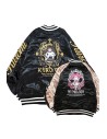 Sukajan Reversible Embroidered Bomber Jacket Kuromi and My Melody Princess - Black x Pink
