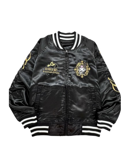Chaqueta Bomber Sukajan Bordada Reversible Kuromi & My Melody Princess - Negro x Rosa