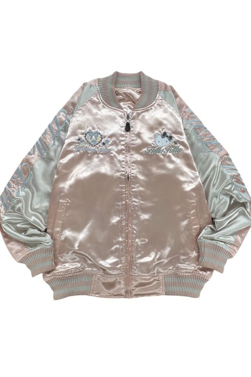 Sukajan Reversible Embroidered Hello Kitty Lolita Bomber Jacket - Pink x Silver