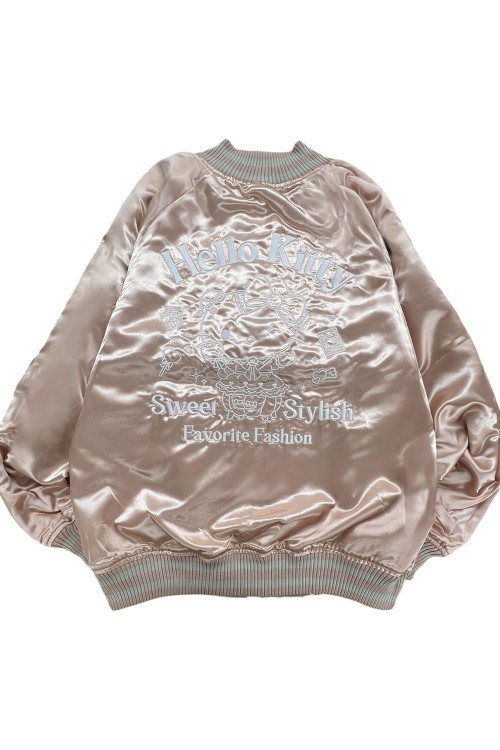 Chaqueta Bomber Sukajan Reversible Bordada Hello Kitty Lolita - Rosa x Plata