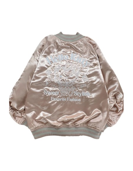 Chaqueta Bomber Sukajan Reversible Bordada Hello Kitty Lolita - Rosa x Plata