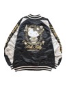 Chaqueta Bomber Sukajan Reversible Bordada Hello Kitty Lolita - Negro x Plata