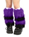 Two-Tone Furry Legwarmers - Black x Purple