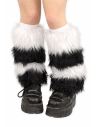 Two-Tone Furry Legwarmers - Black x White