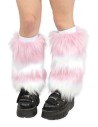 Two-Tone Furry Legwarmers - White x Pastel Pink