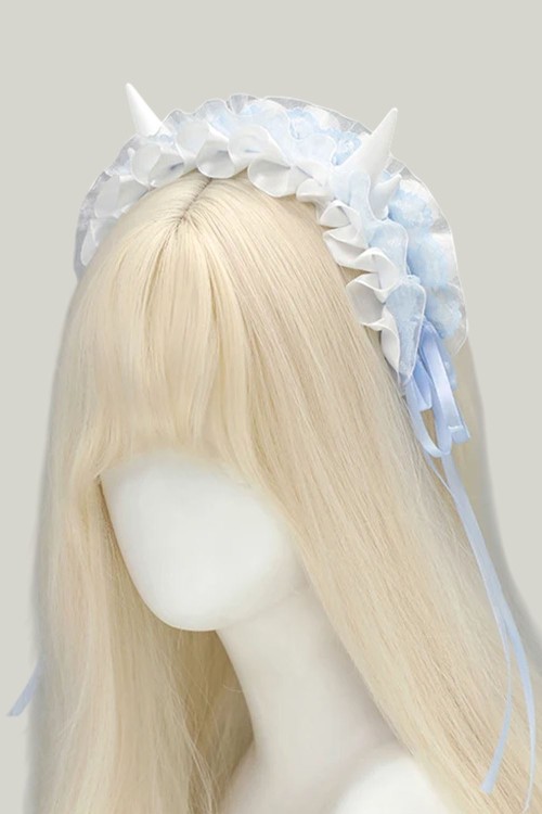 Headdress Maid Horns - Azul Pastel