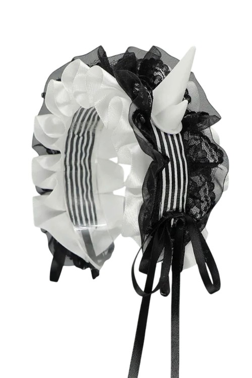 Headdress Maid Horns - Black x White