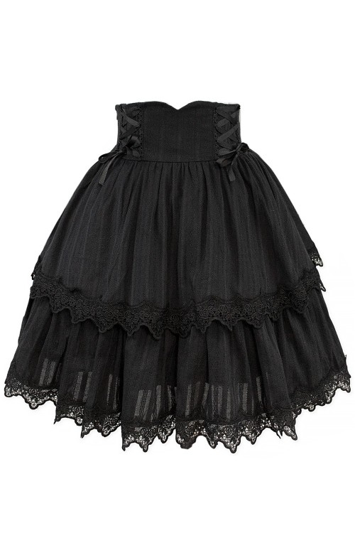 Falda de Cintura Alta Old School Doll - Darkness Black (Exclusivo Madame Chocolat)