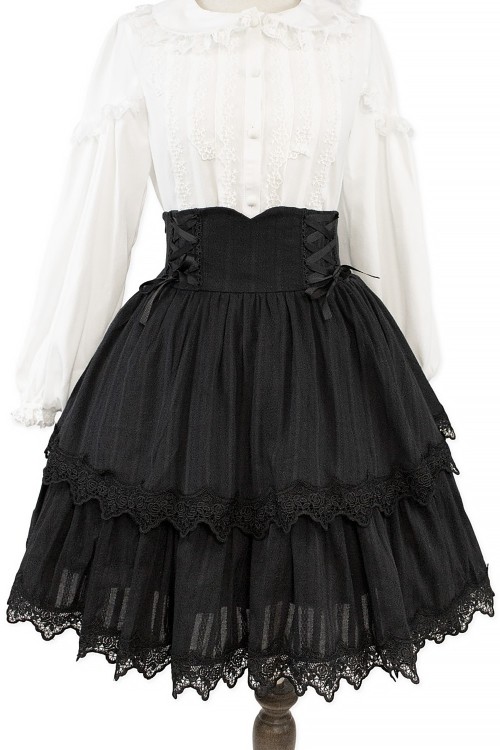 Old School Doll High Waist Skirt - Darkness Black (Madame Chocolat Exclusive)