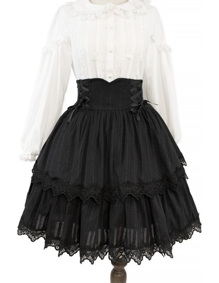 Falda de Cintura Alta Old School Doll - Darkness Black (Exclusivo Madame Chocolat)