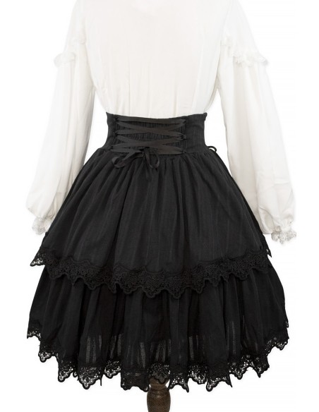 Falda de Cintura Alta Old School Doll - Darkness Black (Exclusivo Madame Chocolat)